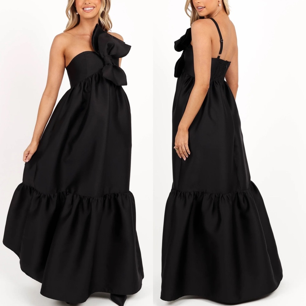 Like New Petal & Pup Betina Bow Front Maxi Dress Black - Picture 2 of 7